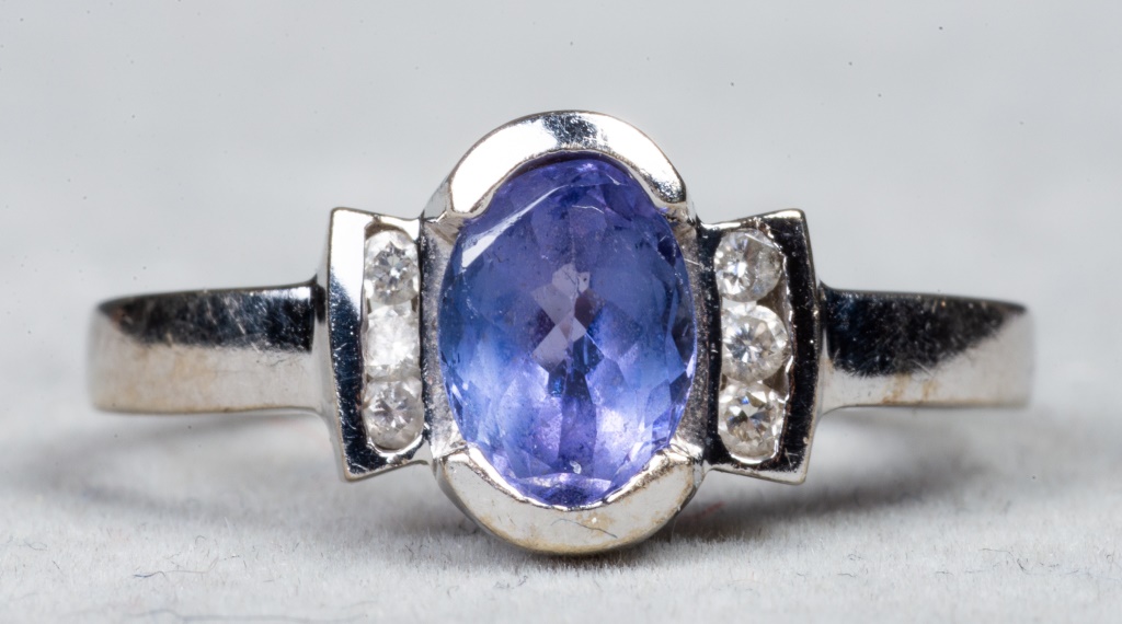 14K WHITE GOLD TANZANITE DIAMOND 2bb164