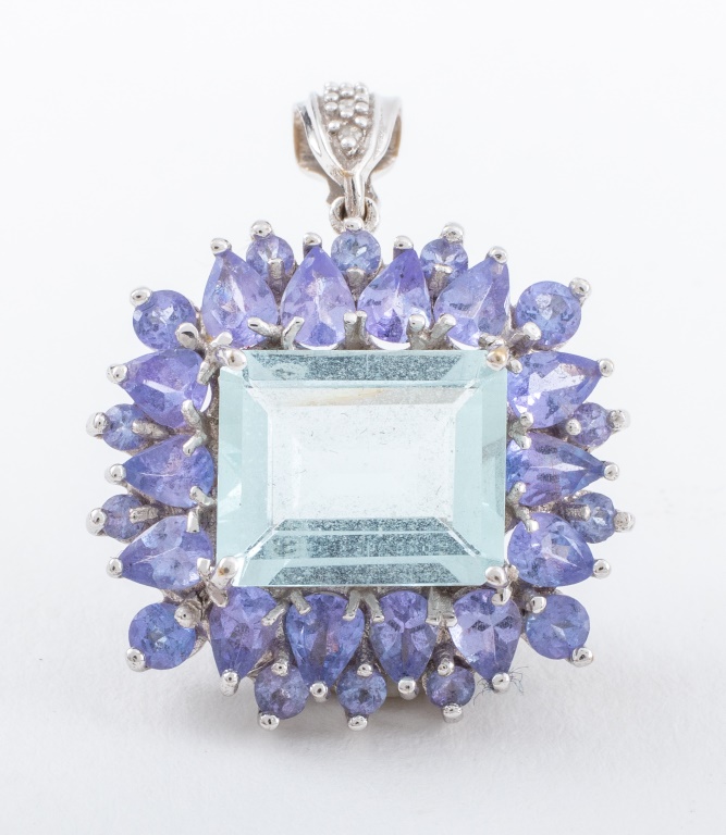 14K GOLD AQUAMARINE TANZANITE 2bb165