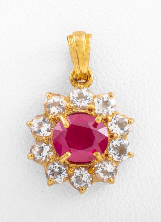 VINTAGE 10K YELLOW GOLD RUBY &