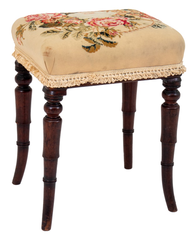 FLORAL NEEDLEWORK STOOL Stool with