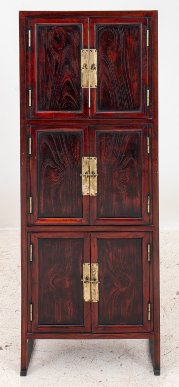 CHINESE 6 DOOR RED WOOD TALL CABINET 2bb324