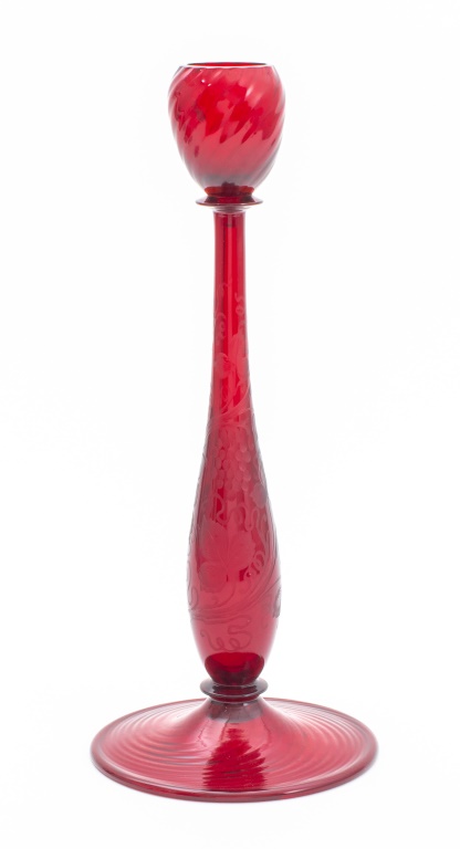 CARDER STEUBEN ATTR RUBY RED CANDLESTICK 2bb33e
