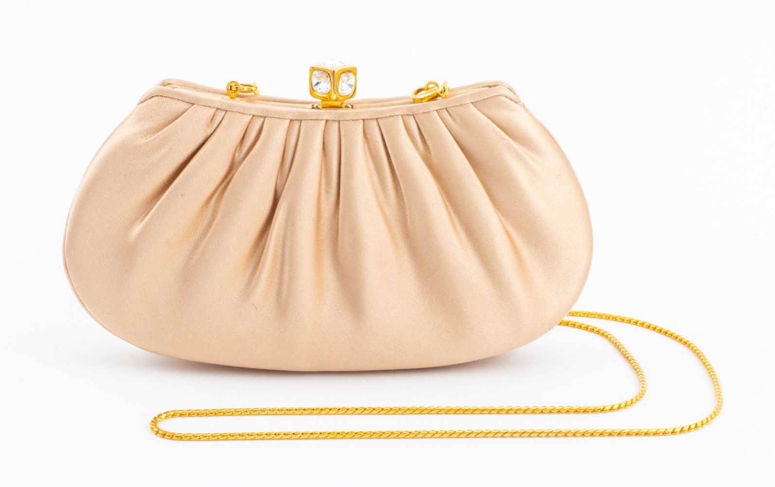 JUDITH LEIBER CHAMPAGNE SILK CLUTCH 2bb346