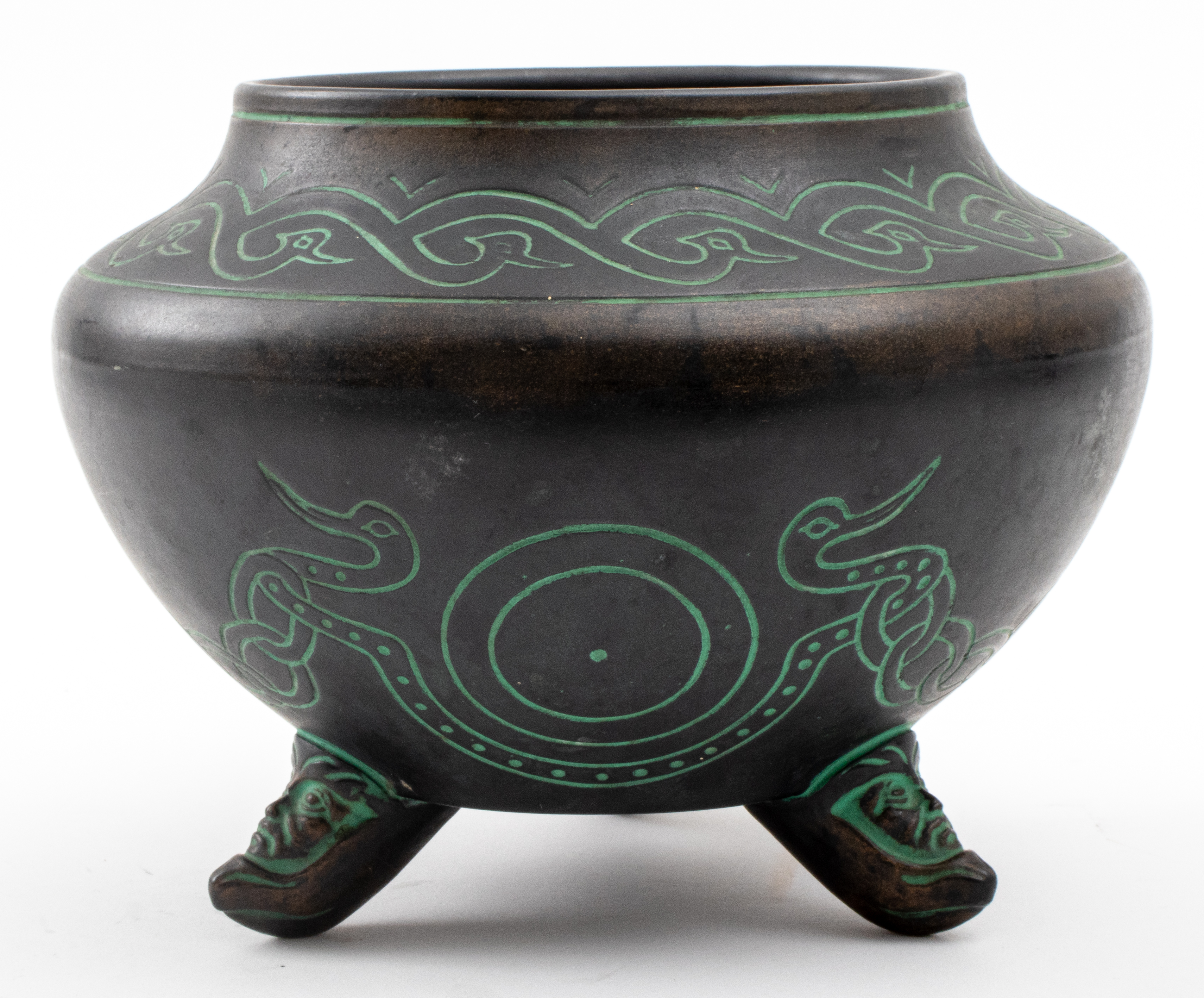 NORSE ART POTTERY TRI-FOOTED VESSEL