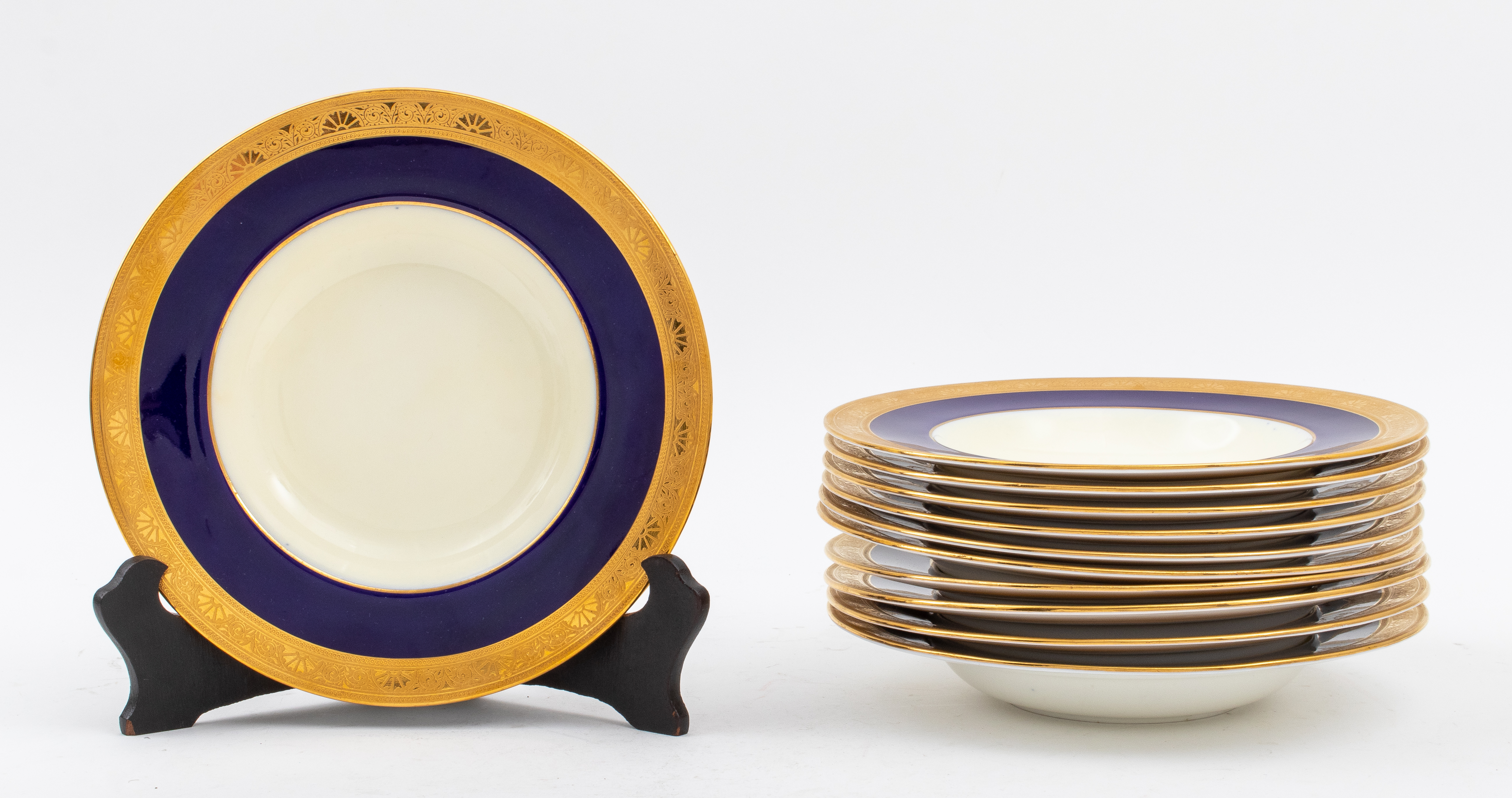 MINTON GOLD ENCRUSTED COBALT SOUP