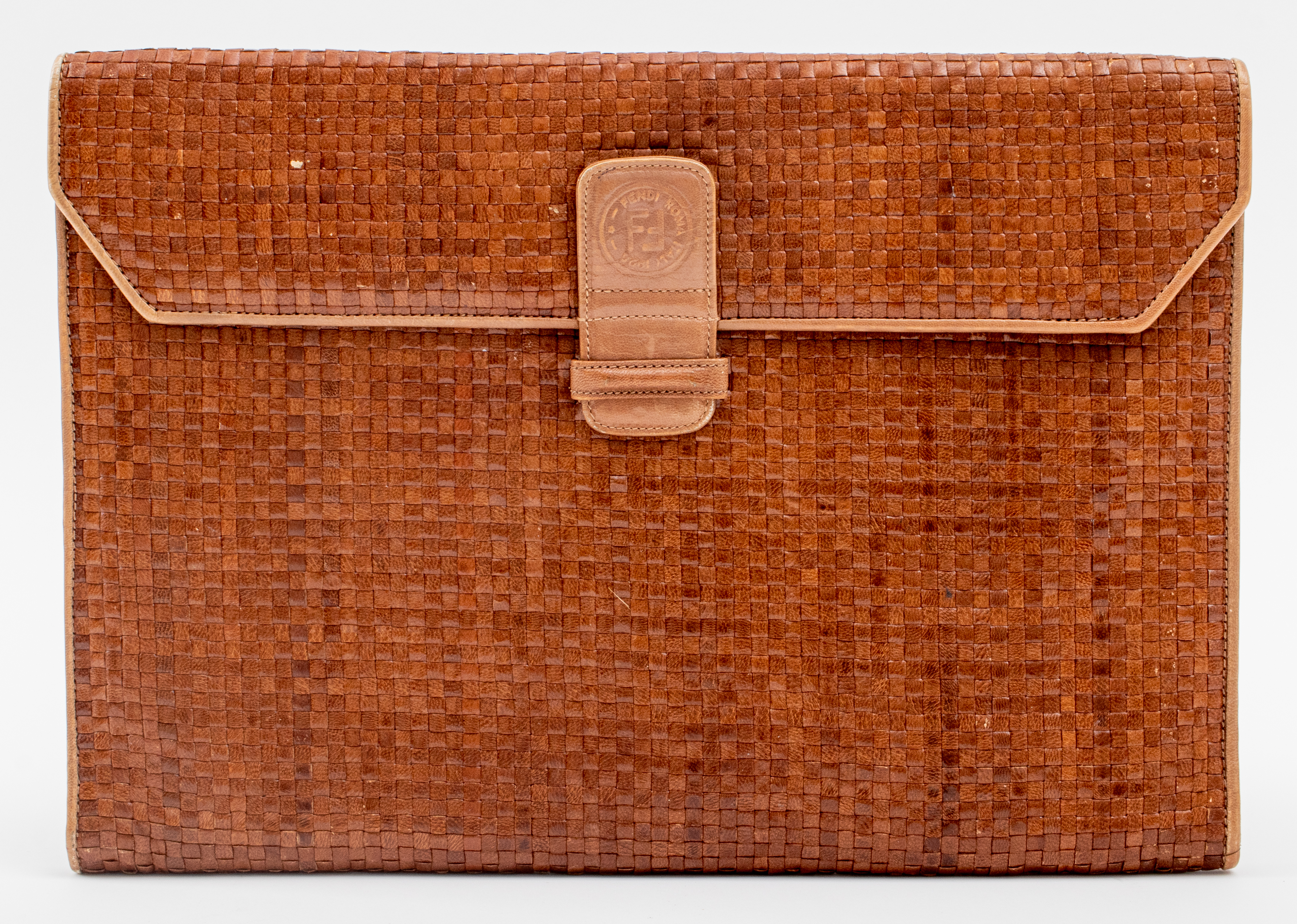 FENDI WOVEN LEATHER CLUTCH OR LAPTOP