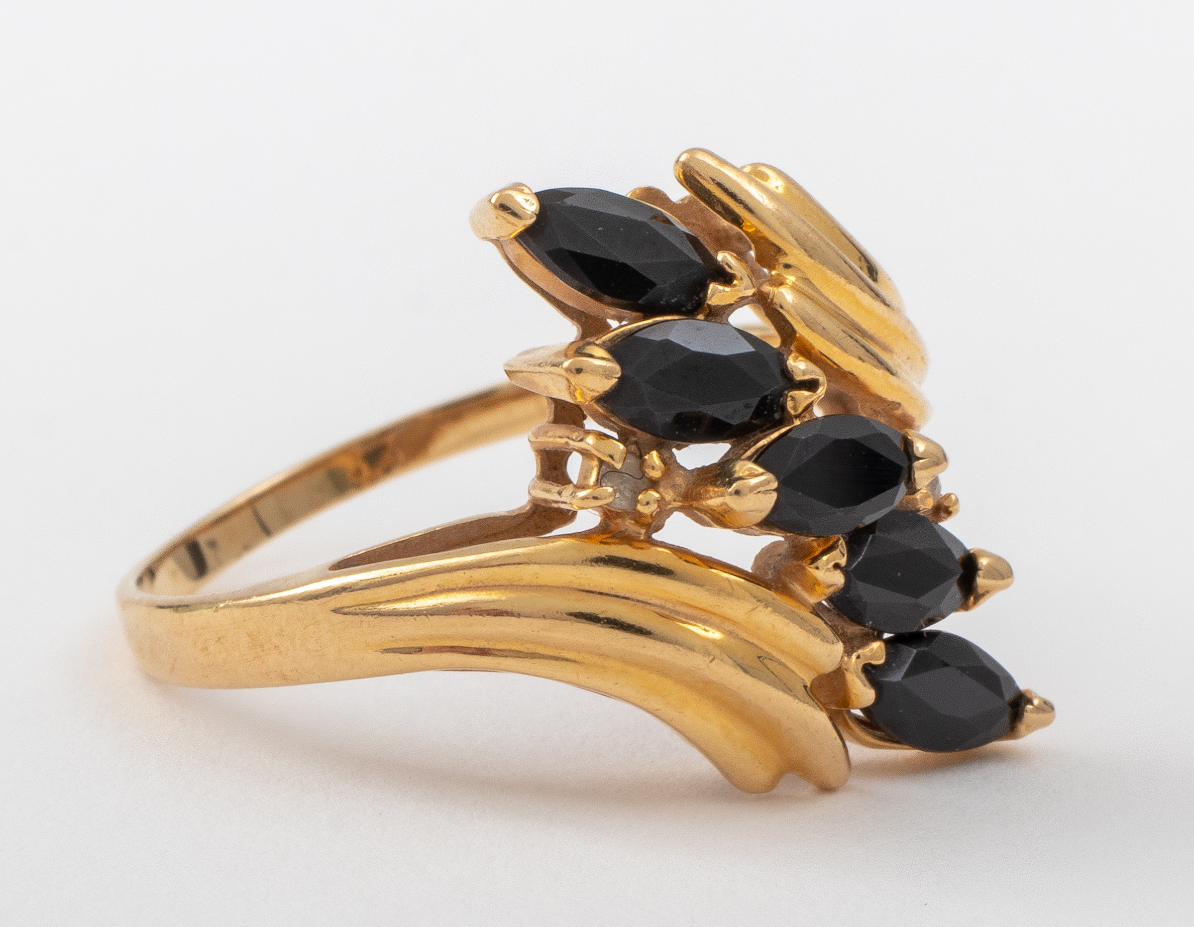 14K YELLOW GOLD ONYX & DIAMOND