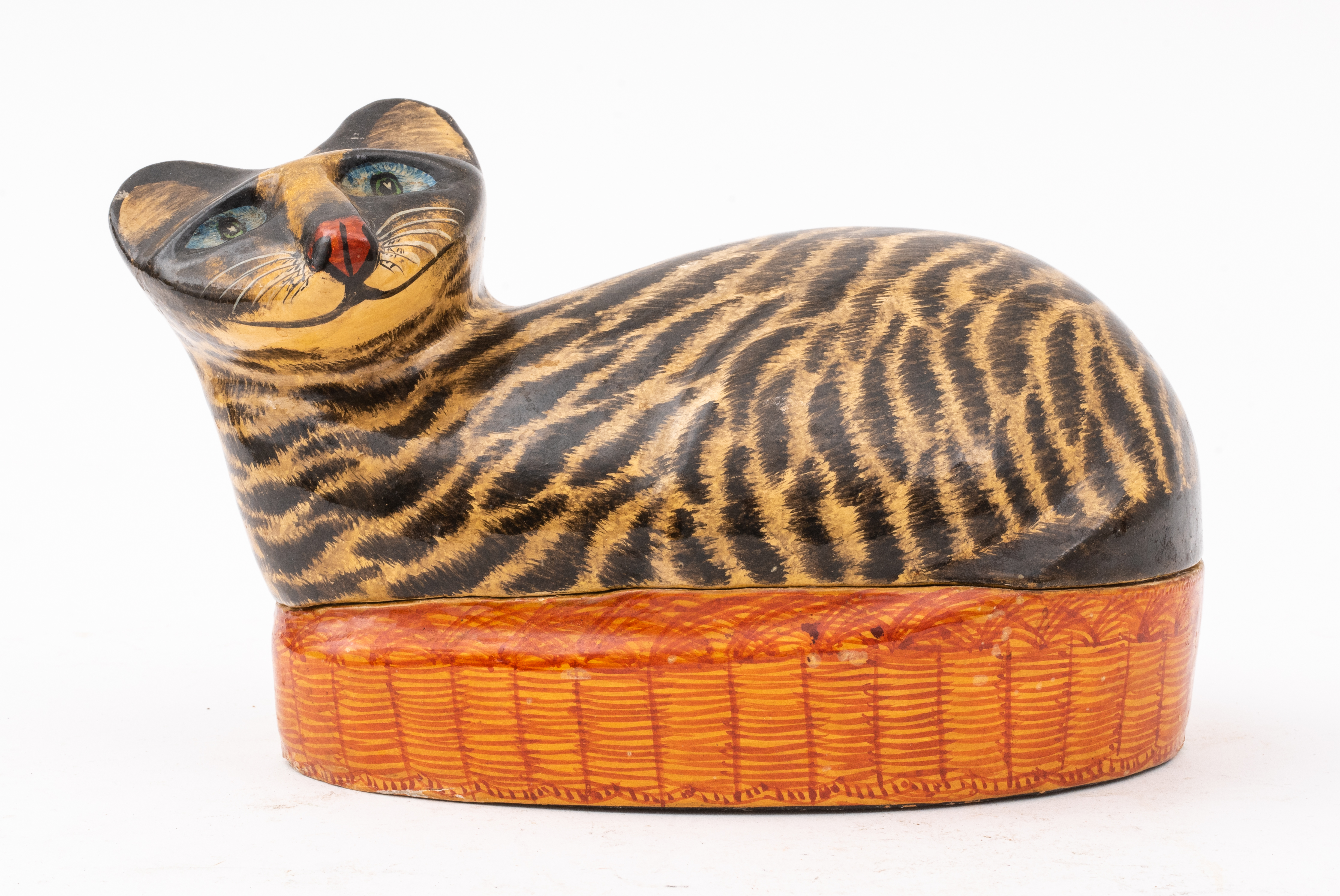 CAT IN A BASKET PAPER MACHE DECORATIVE 2bdea0