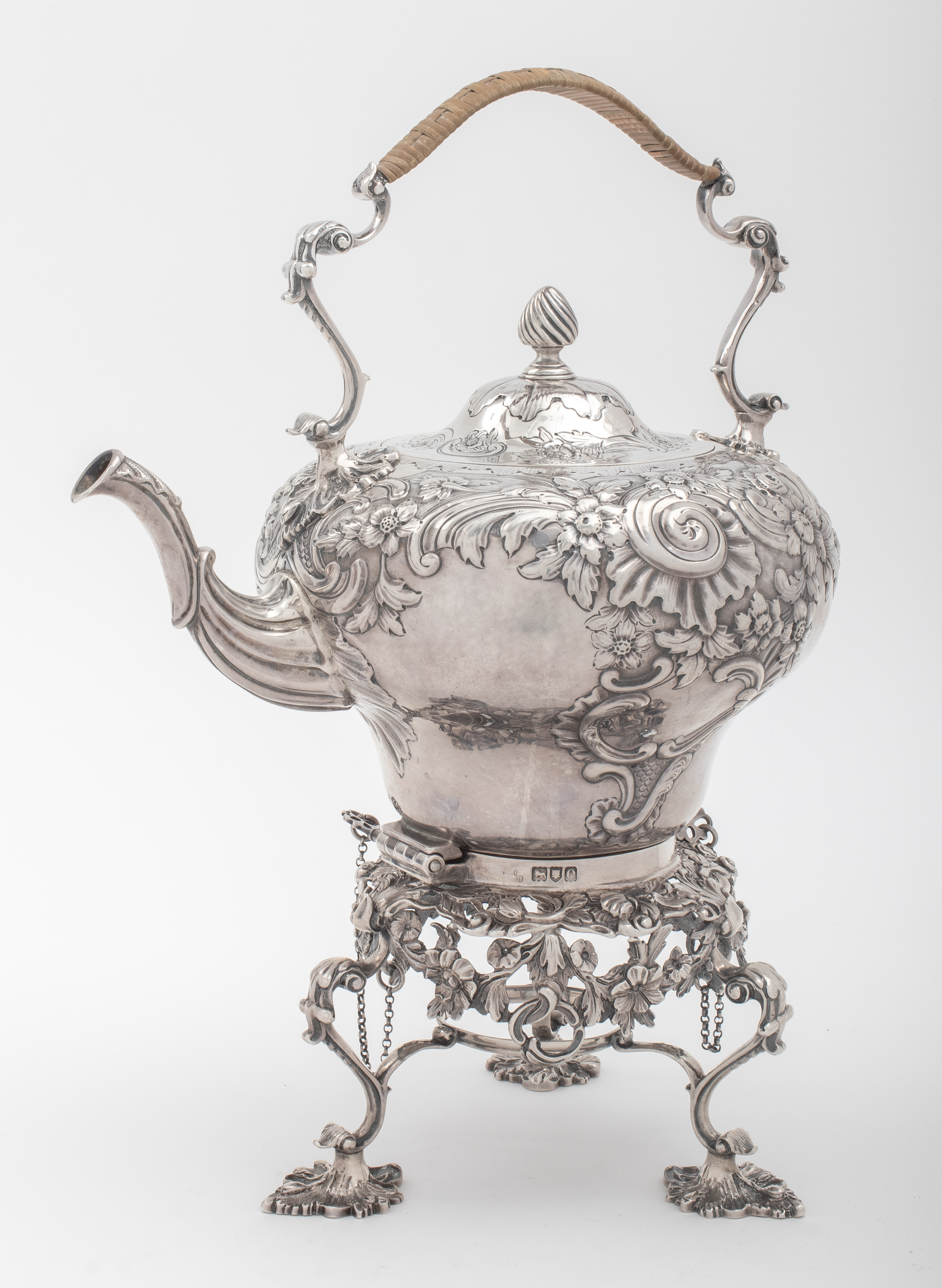 VICTORIAN STERLING SILVER KETTLE ON