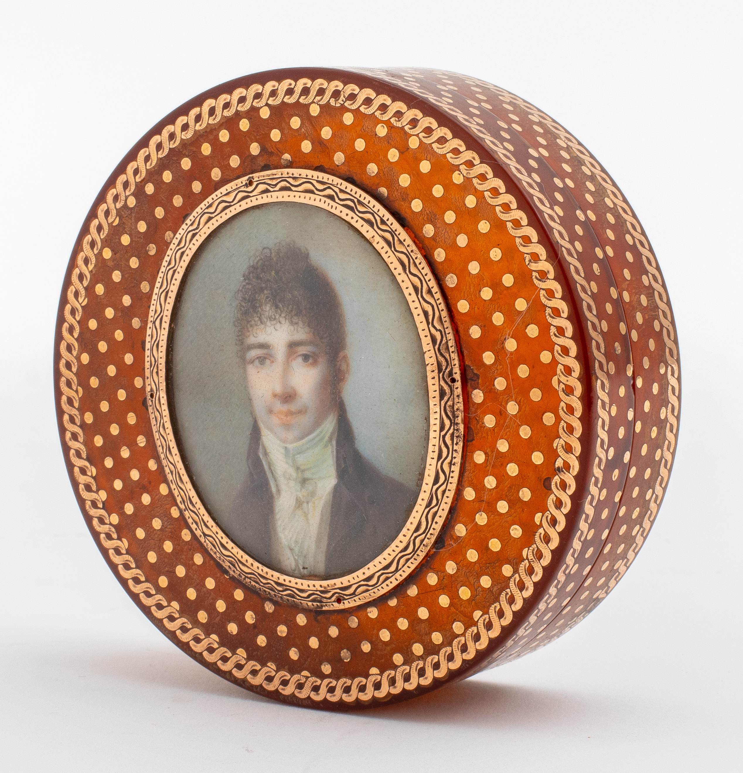 FRENCH MINIATURE MOUNTED GOLD-INLAID