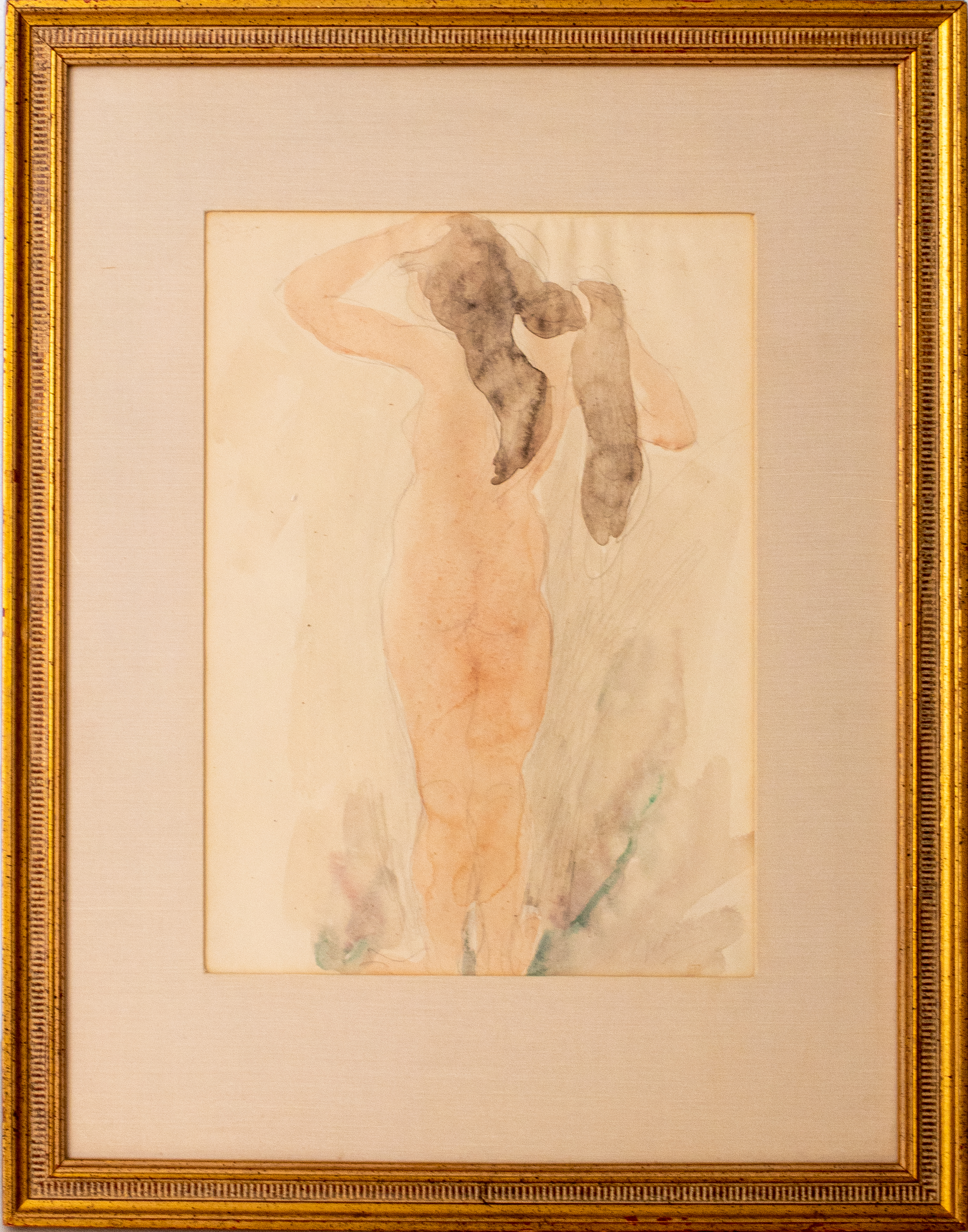 SIGNED A. RODIN GRAPHITE & WATERCOLOR