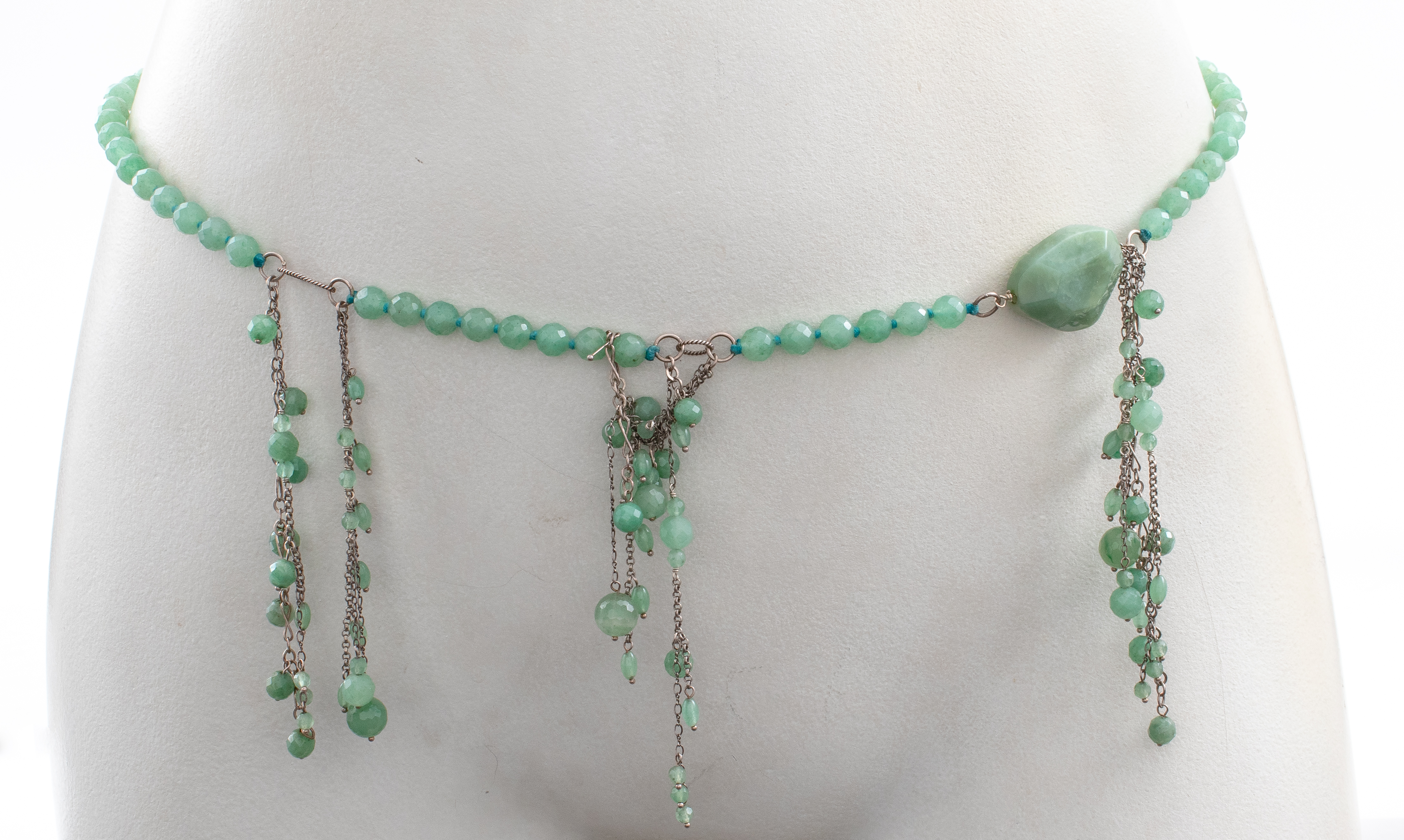 STERLING SILVER AVENTURINE BEADED