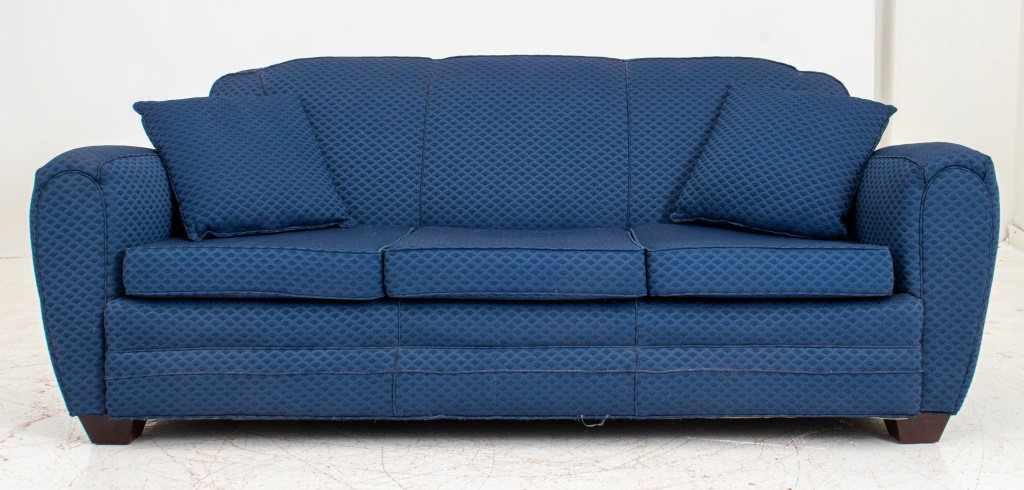 BLUE UPHOLSTERED THREE SEATER SOFA 2bcb0c