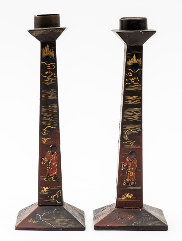 CHINESE CANDLESTICKS, PAIR Pair