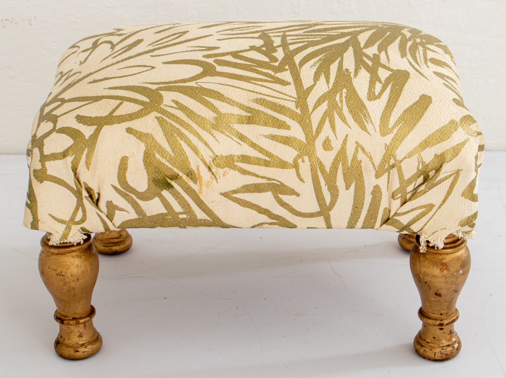 GOLD PAINTED UPHOLSTERED FOOTSTOOL 2bcb6f