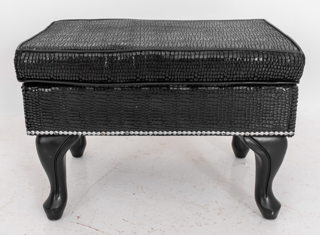 FAUX SNAKESKIN BLACK OTTOMAN Black 2bcb70