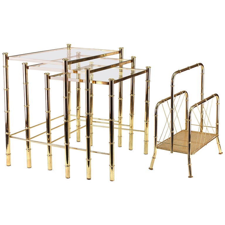 FAUX BAMBOO GILT NESTING TABLES