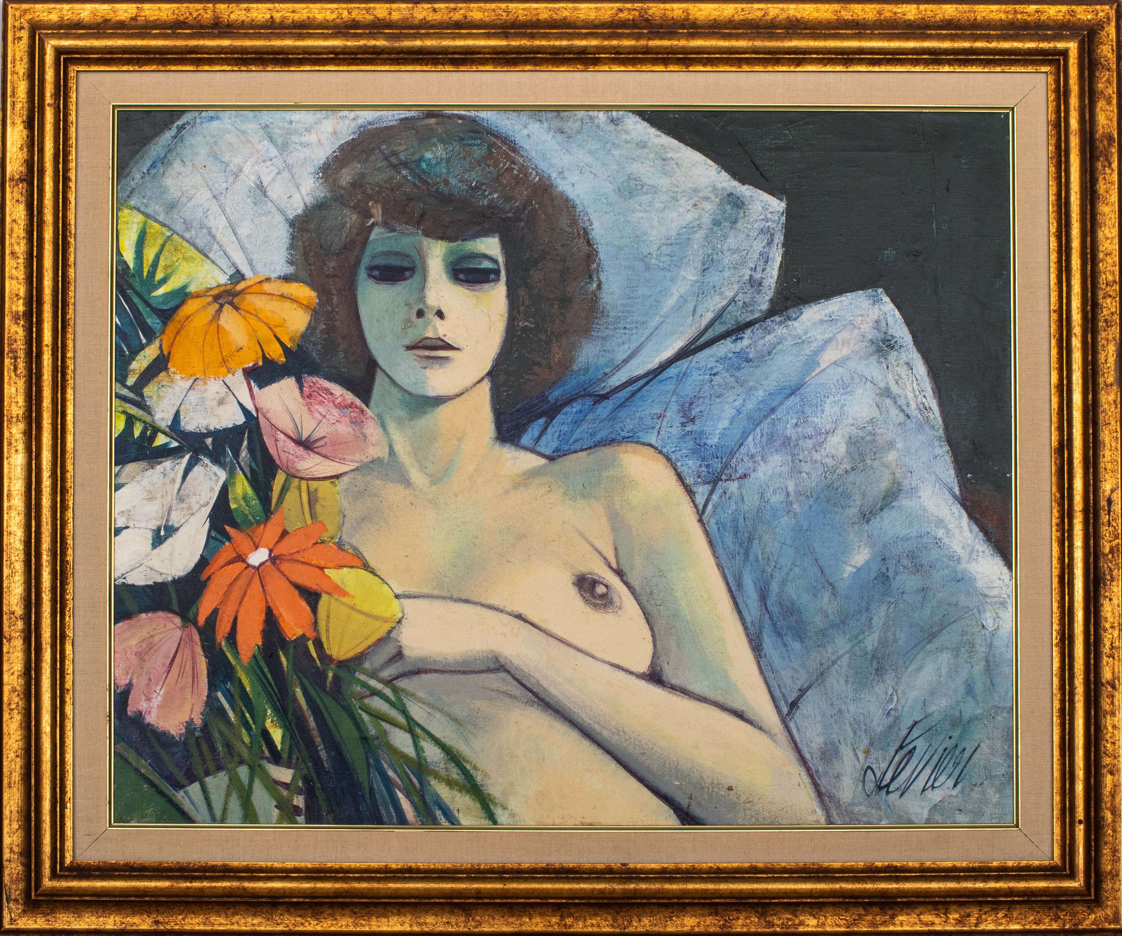 CHARLES LEVIER 'NUDE WITH FLOWERS'
