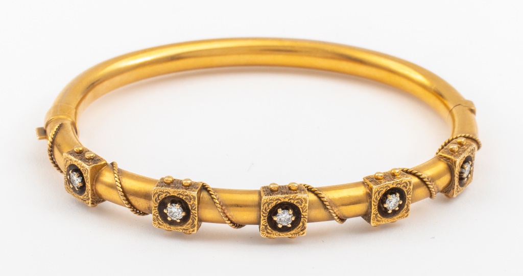 ANTIQUE 14K GOLD DIAMOND VICTORIAN BRACELET