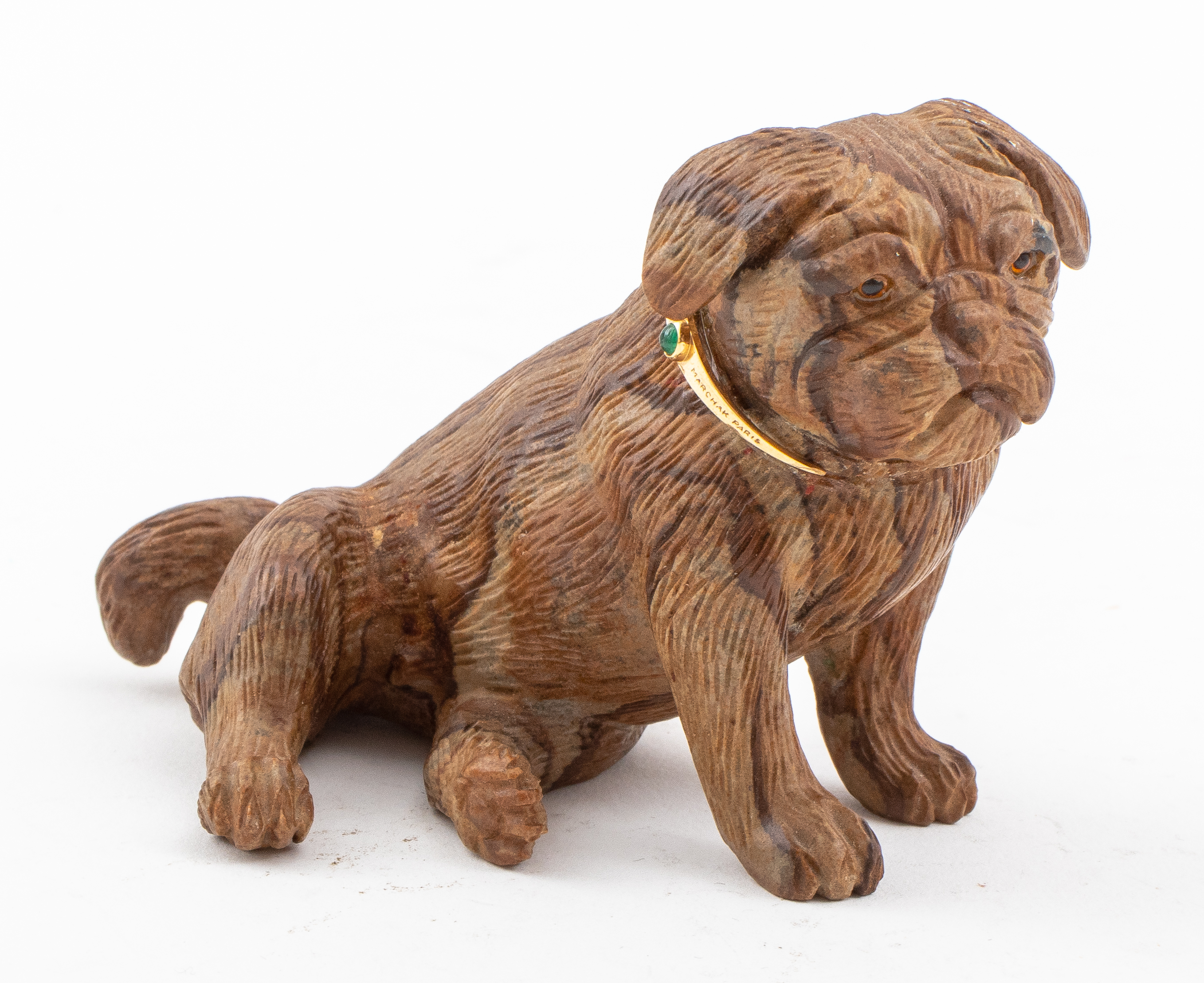 MARCHAK CARVED JASPER BULLDOG,