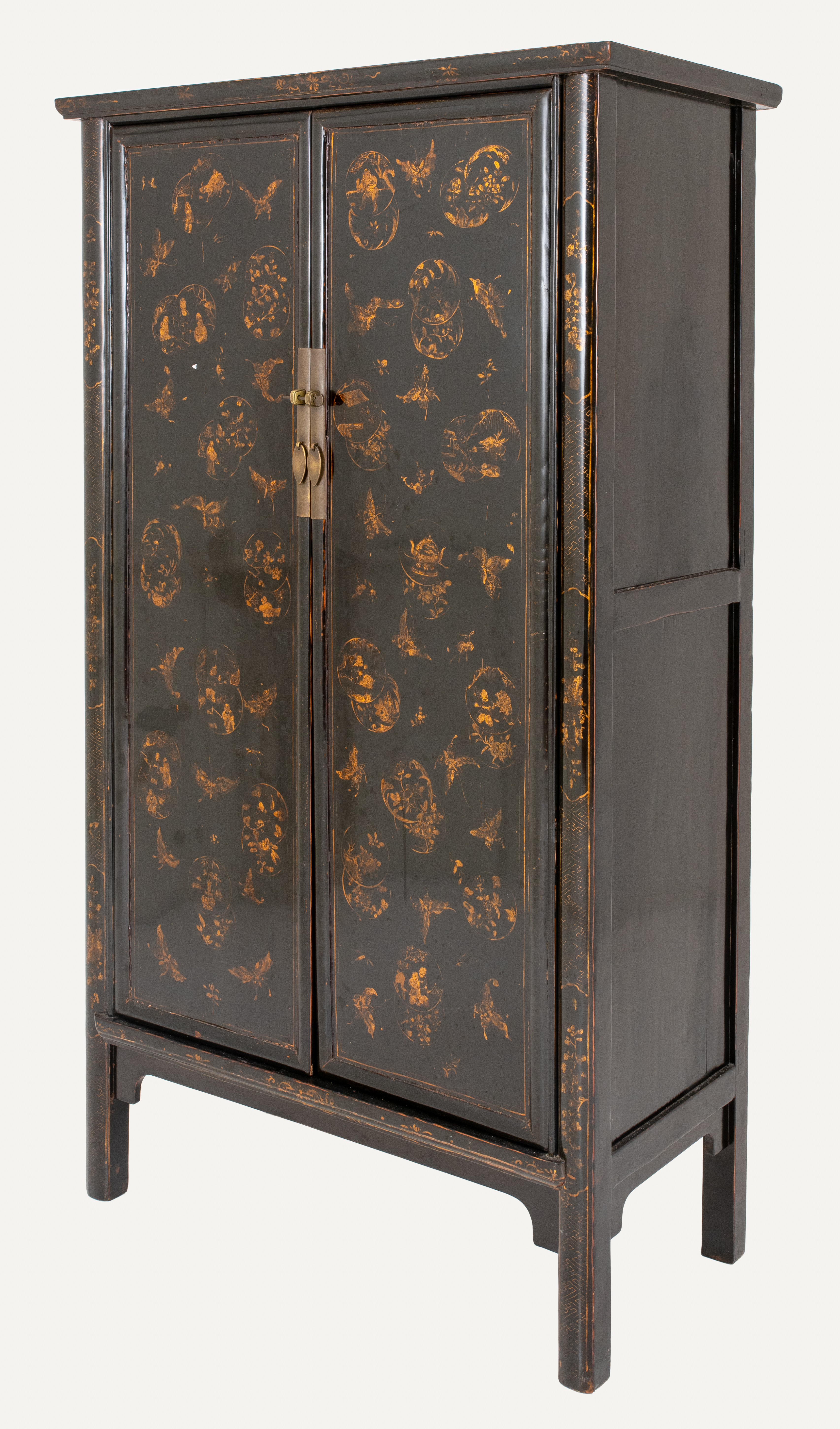 CHINESE BLACK LACQUERED WOOD WARDROBE 2bd99a