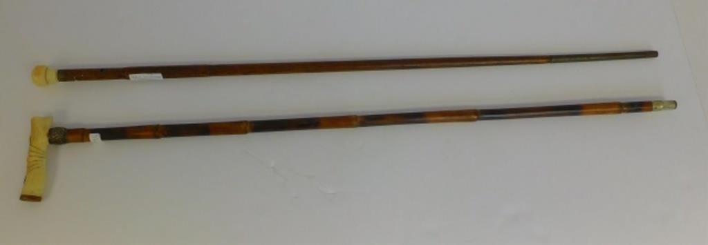 TWO SCRIMSHAW CANES, LATE 19TH