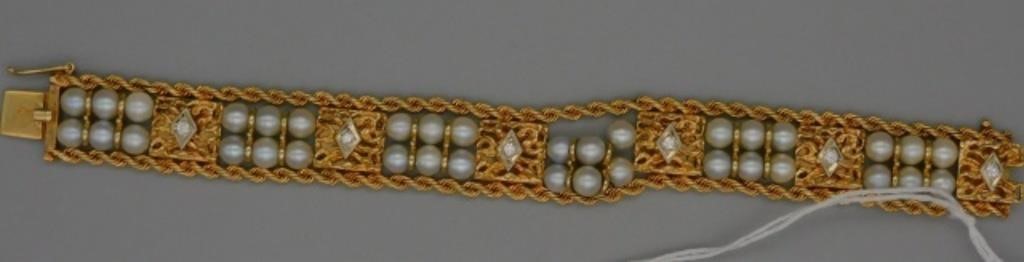 14KT GOLD PEARL BRACELET WITH DIAMOND 2c17e8