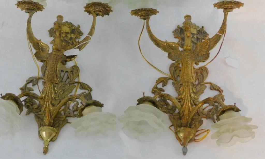 PAIR OF EARLY 20TH C BRASS ELECTRIC 2c1811