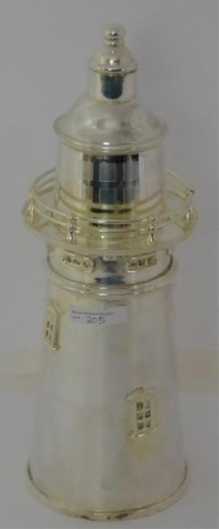 LATE 20TH C. SILVER PLATED LIGHTHOUSE