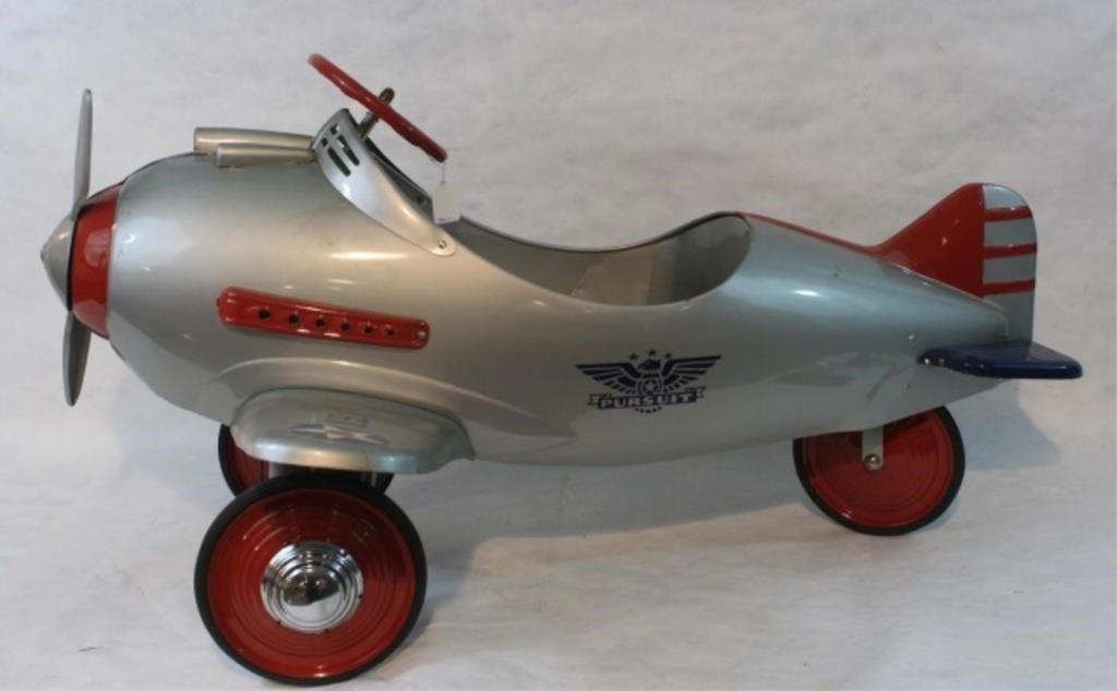 VINTAGE SILVER PURSUIT METAL AIRPLANE