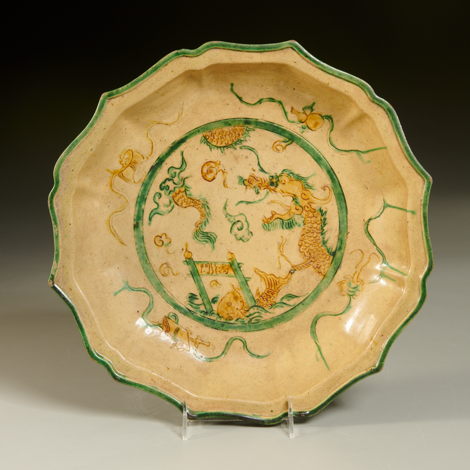 LARGE CHINESE SANCAI GLAZED POTTERY