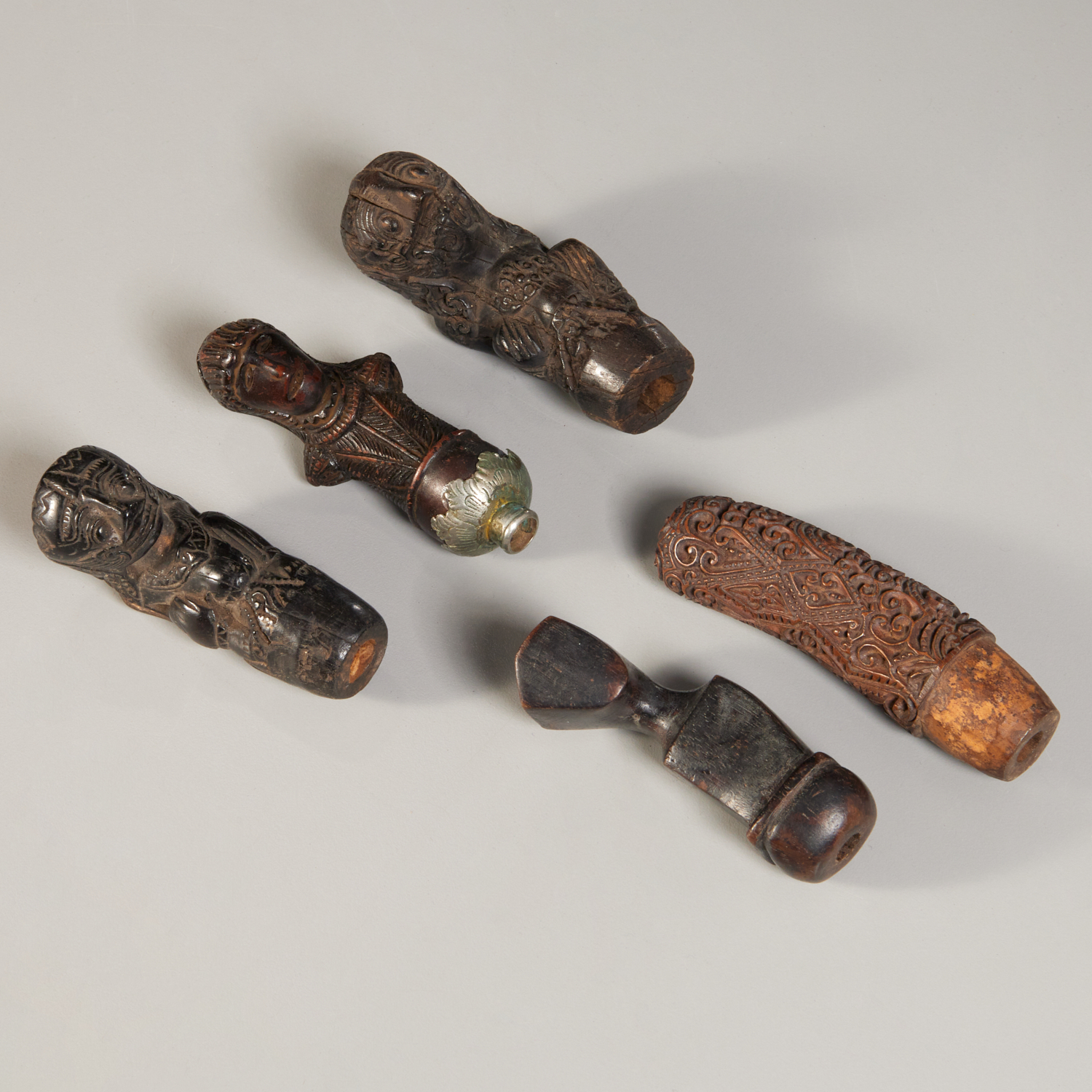 (5) INDONESIAN WOODEN KRIS HANDLES