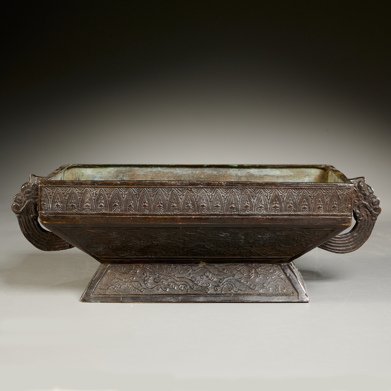 CHINESE BRONZE DOUBLE HANDLED CENSER