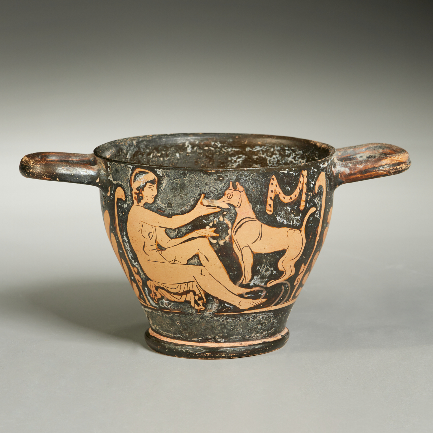 ANCIENT GREEK RED-FIGURE POTTERY VASE