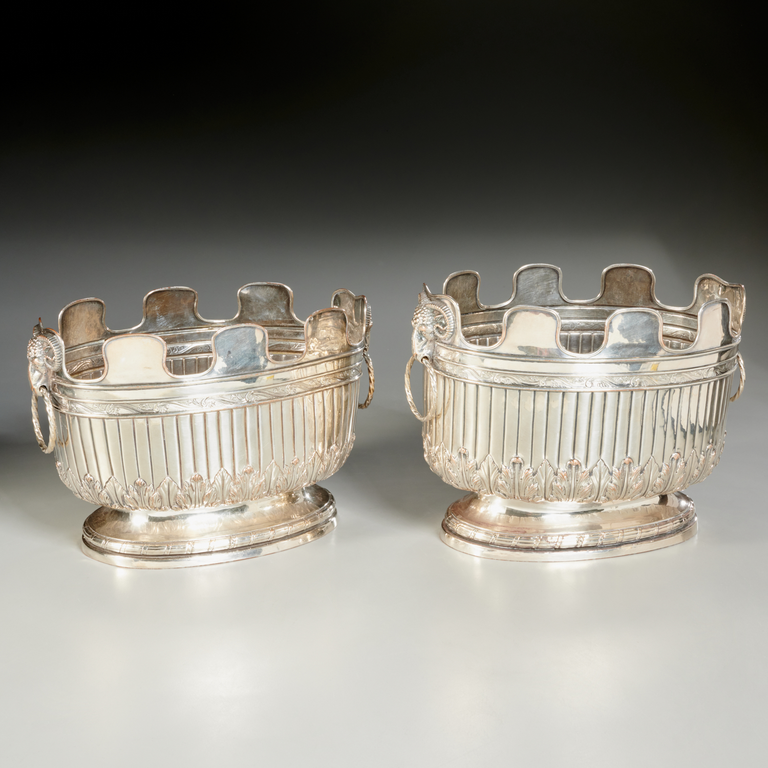 OLD PAIR ENGLISH SILVER PLATE MONTEITH