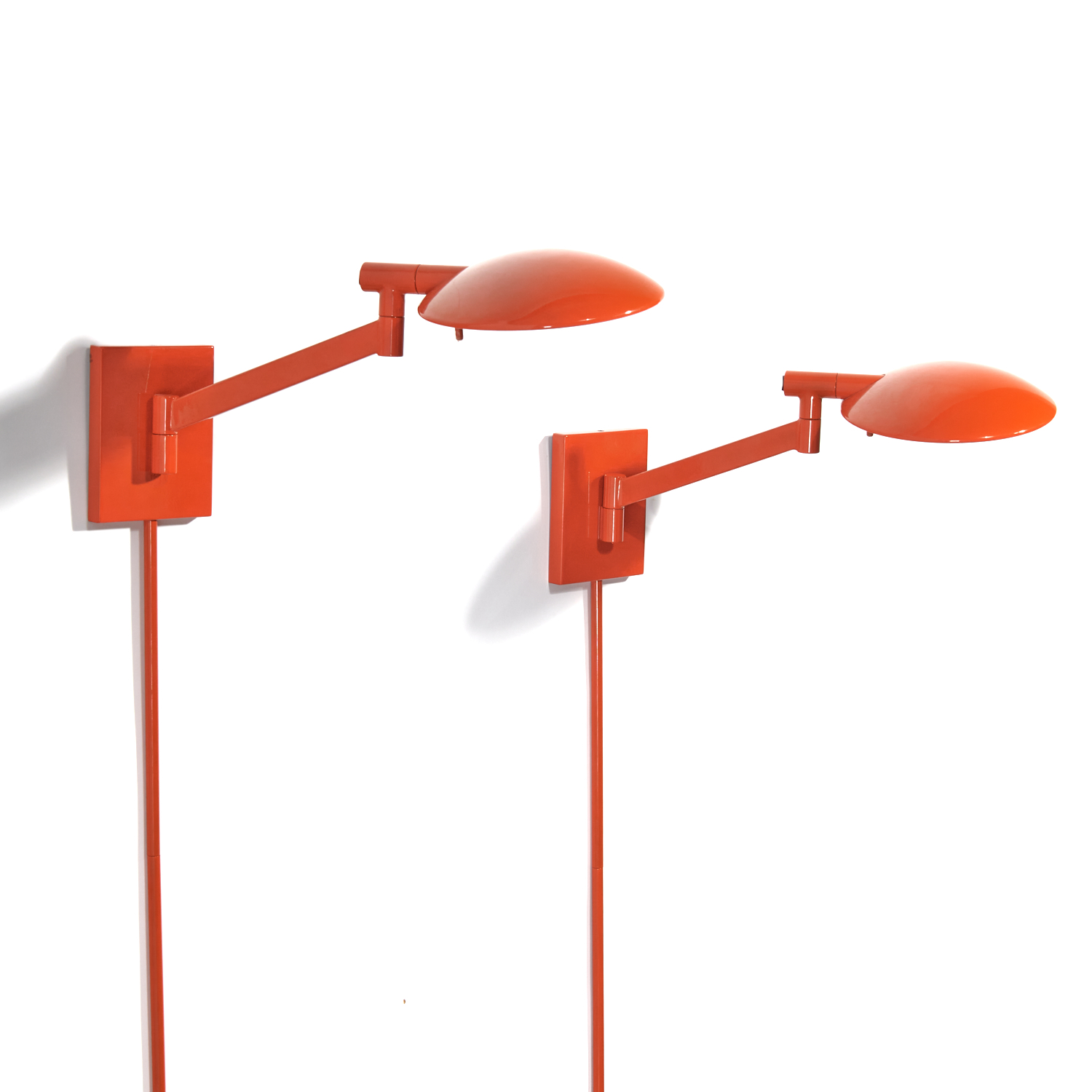 PAIR CONTEMPORARY ORANGE ENAMEL