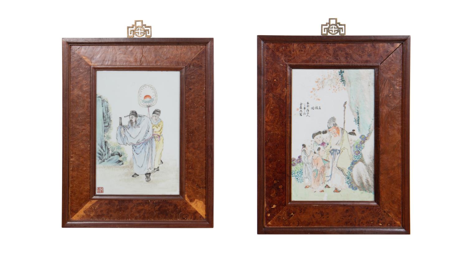 TWO CHINESE PORCELAIN FRAMED PLAQUES 2bfb2a