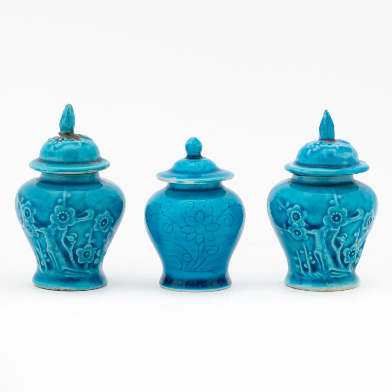 3PC MINIATURE TURQUOISE FLORAL