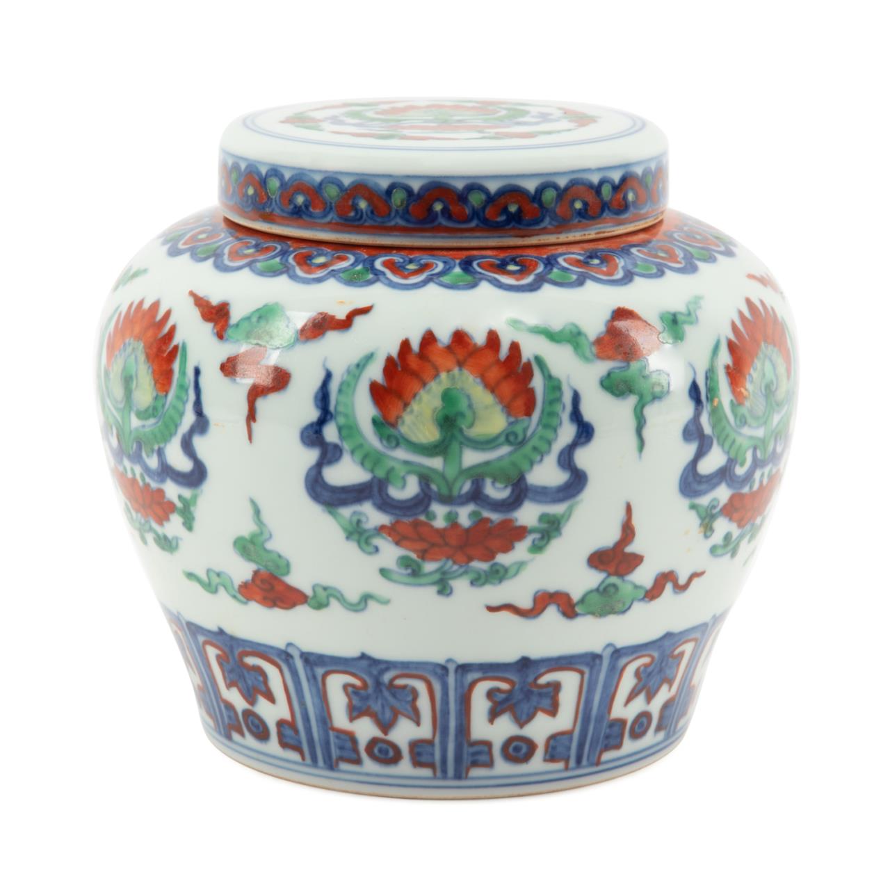 CHINESE DOUCAI GINGER JAR WITH 2bfb4c