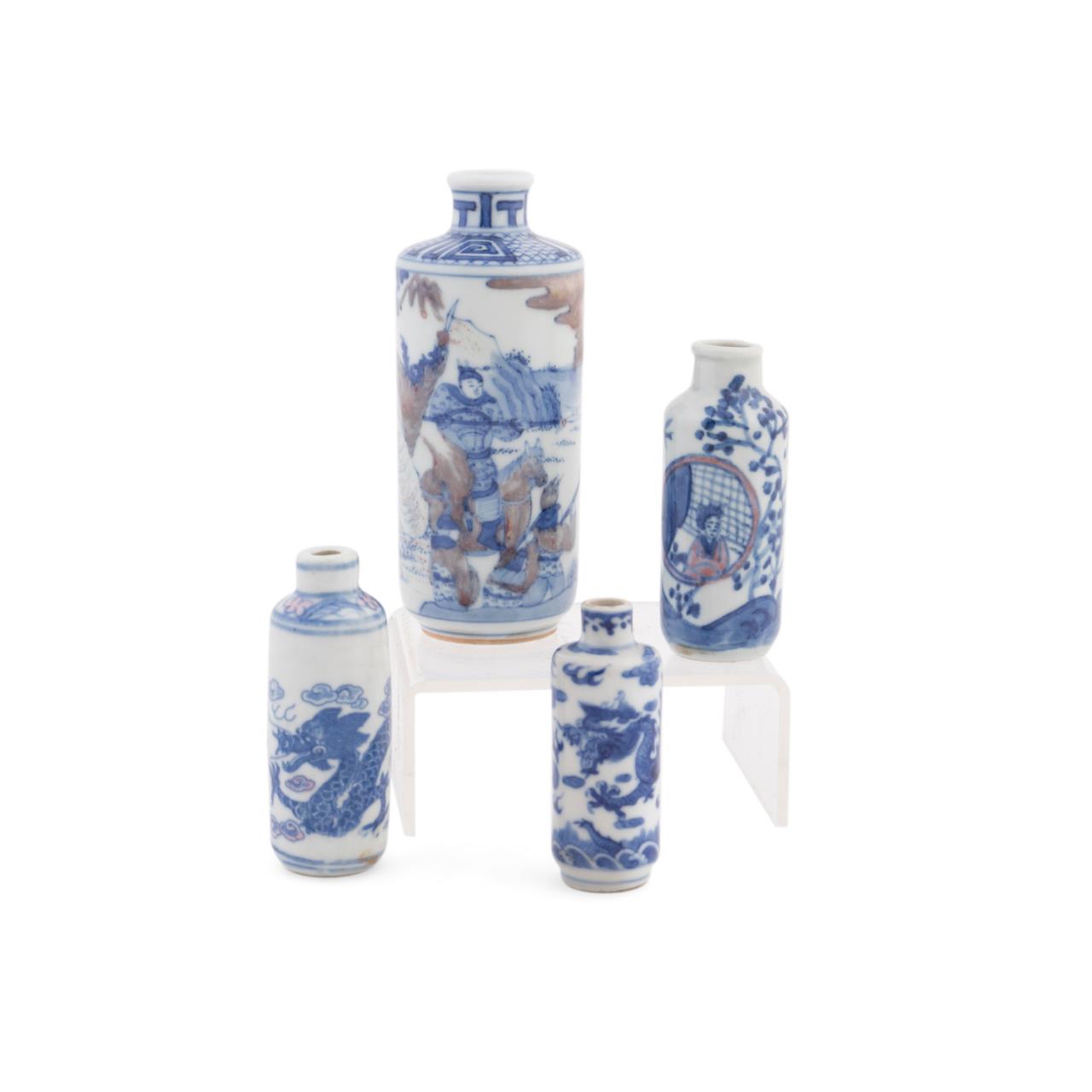 FOUR CHINESE BLUE & WHITE SNUFF