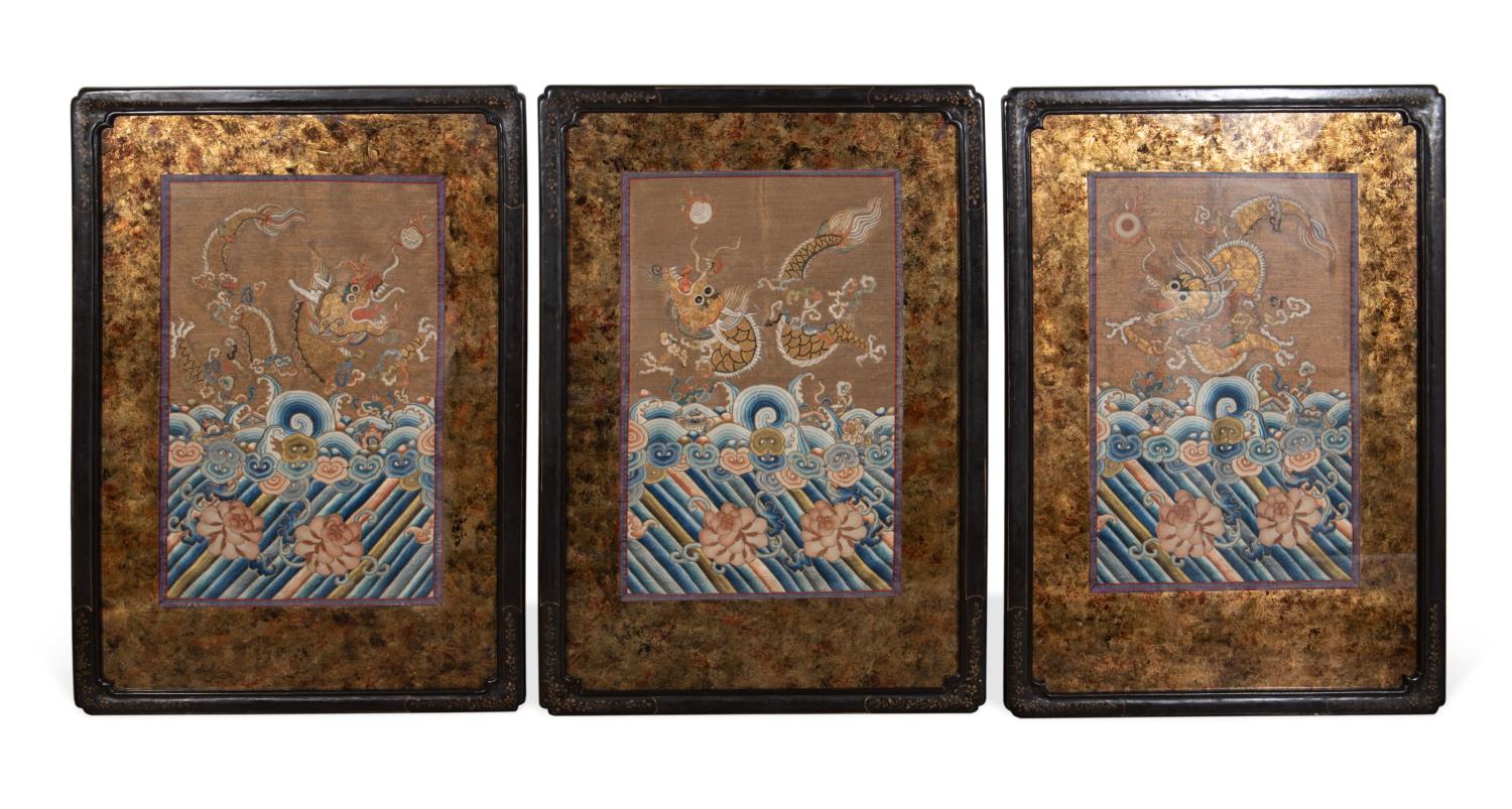 THREE FRAMED CHINESE EMBROIDERED