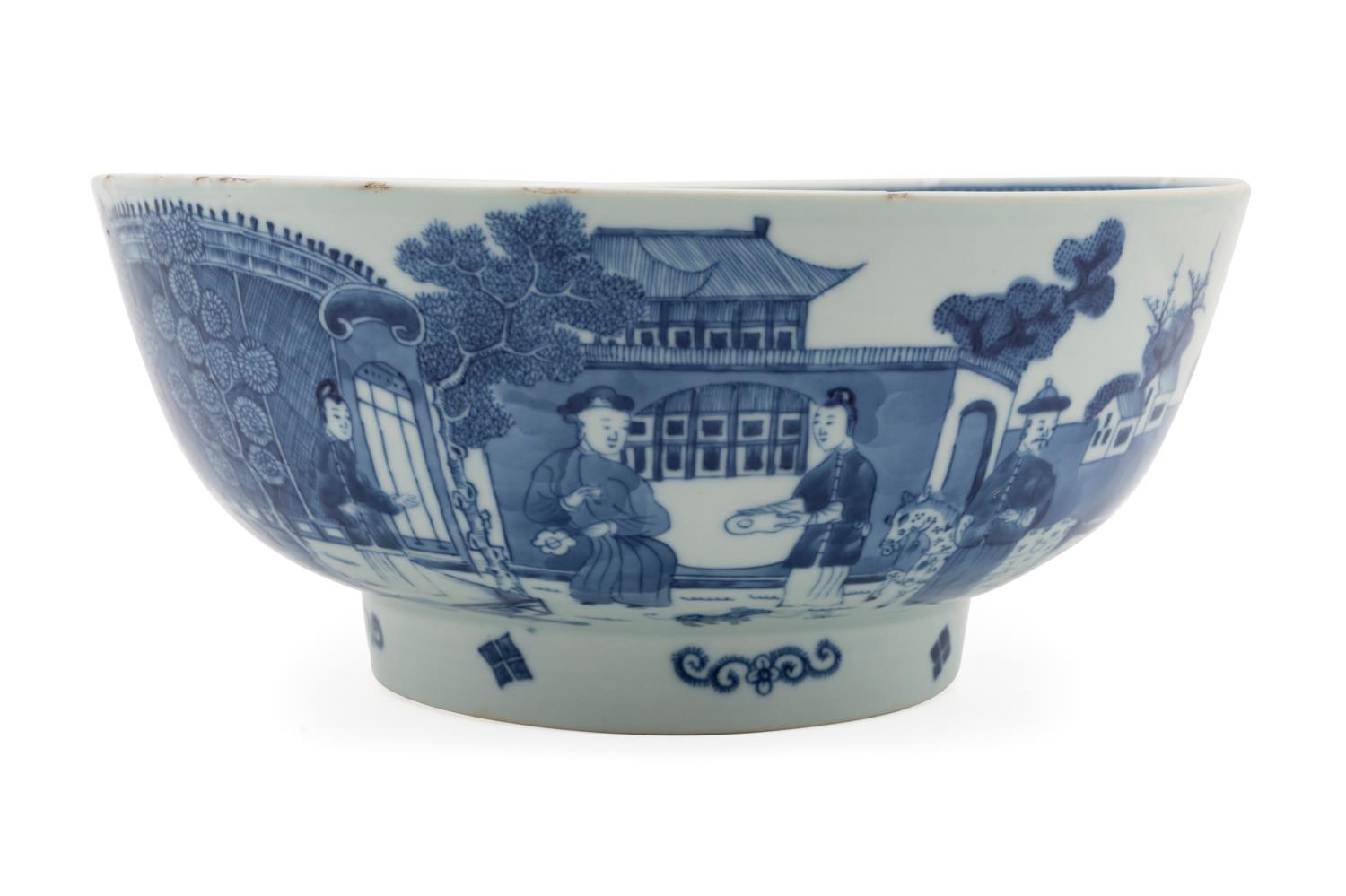 CHINESE BLUE AND WHITE PUNCH BOWL