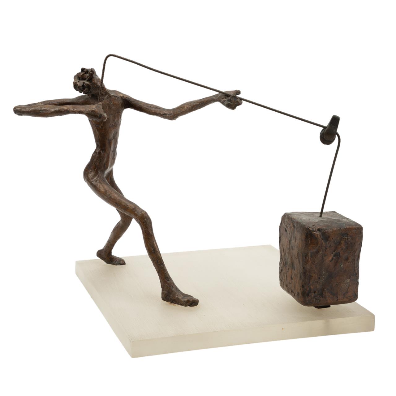 VICTOR SALMONES, FIGURAL BRONZE ON ACRYLIC