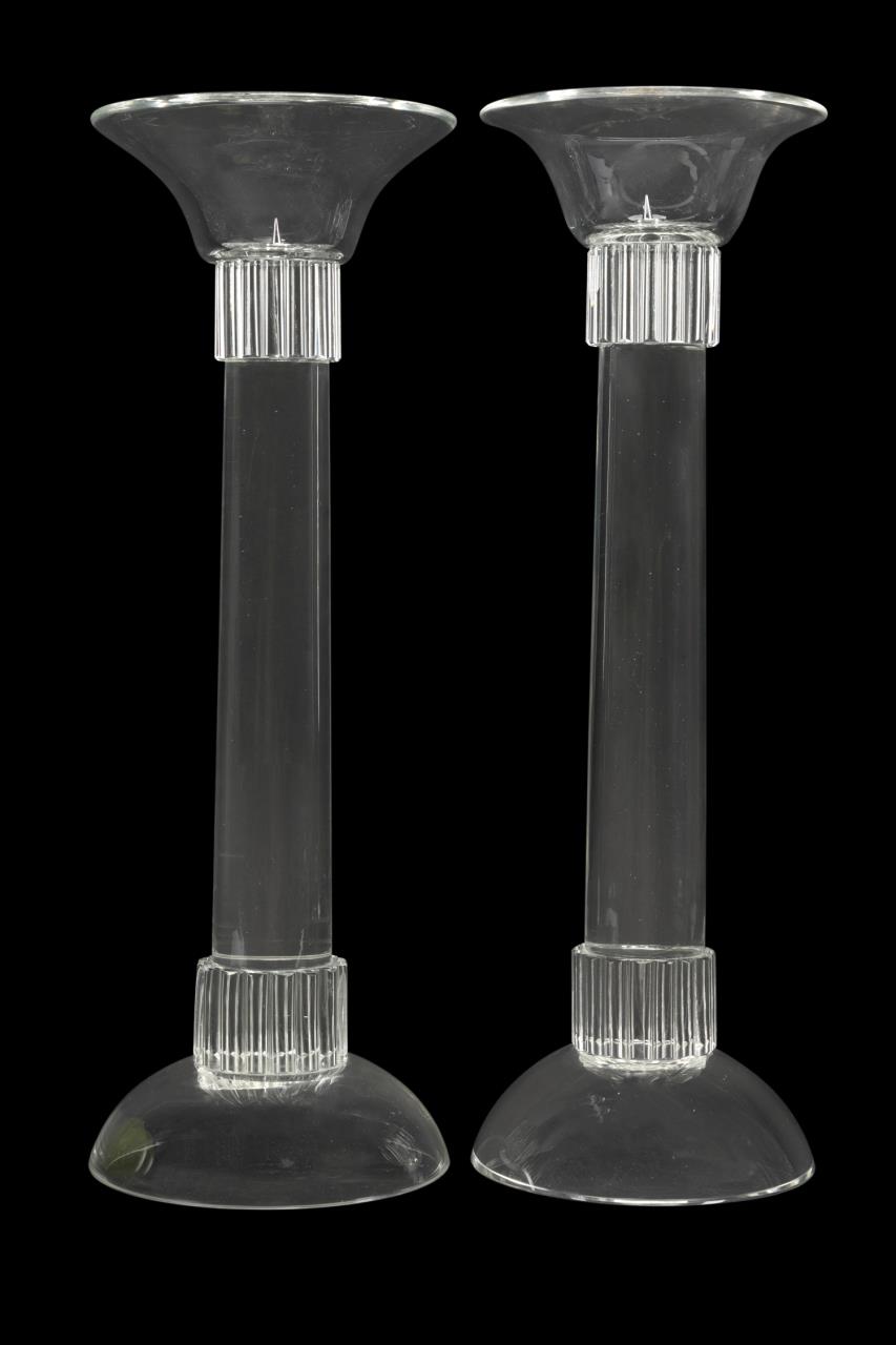 PAIR TALL COLORLESS MURANO GLASS 2bfc29