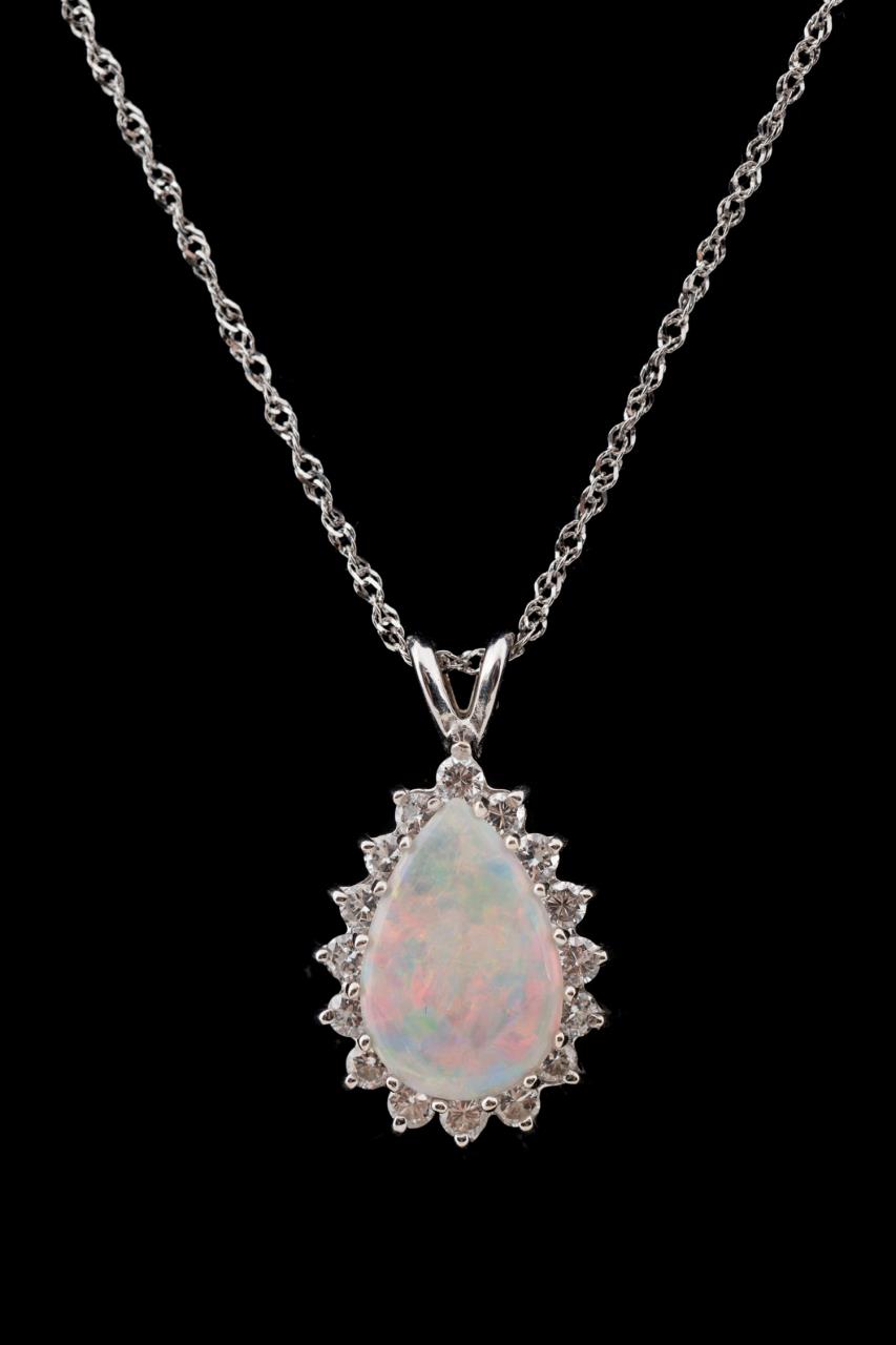 14K WG OPAL DIAMOND PENDANT 2bfc42