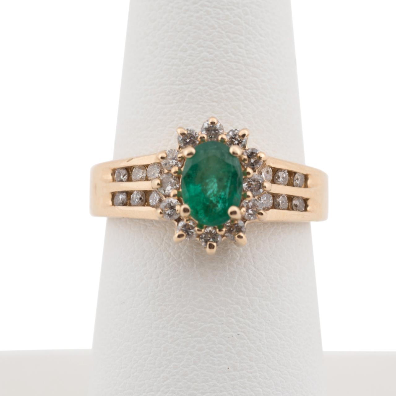 14K YELLOW GOLD EMERALD DIAMOND 2bfc43