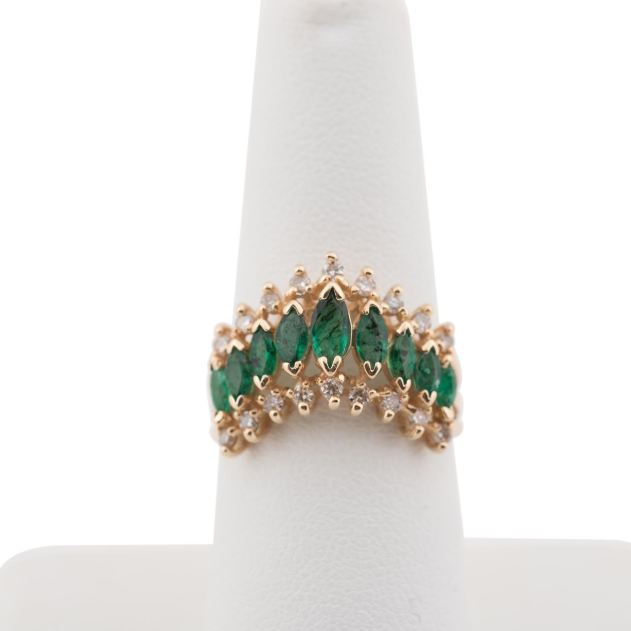 14K YELLOW GOLD EMERALD DIAMOND 2bfc4a