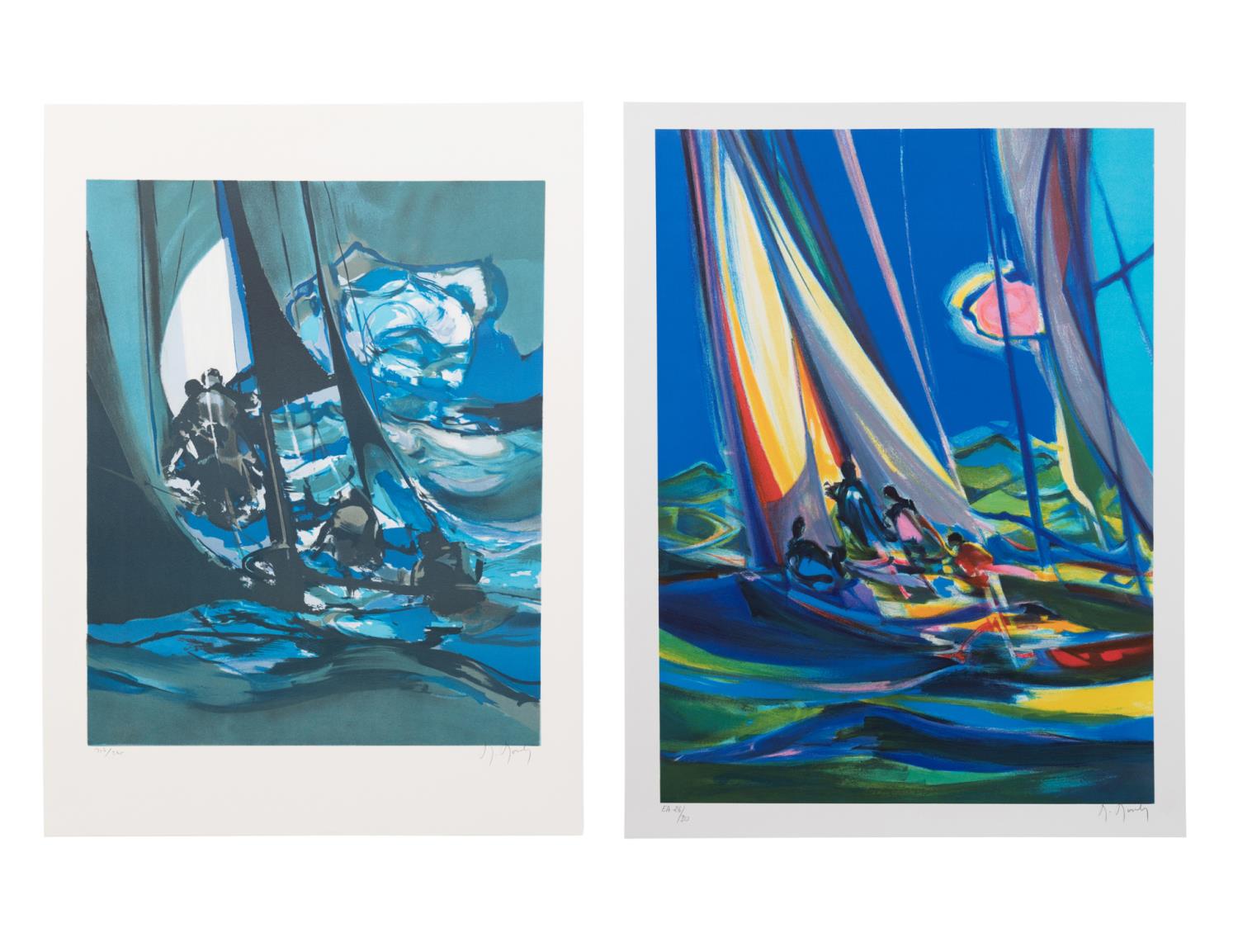 TWO M. MOULY YACHTING LITHOGRAPHS