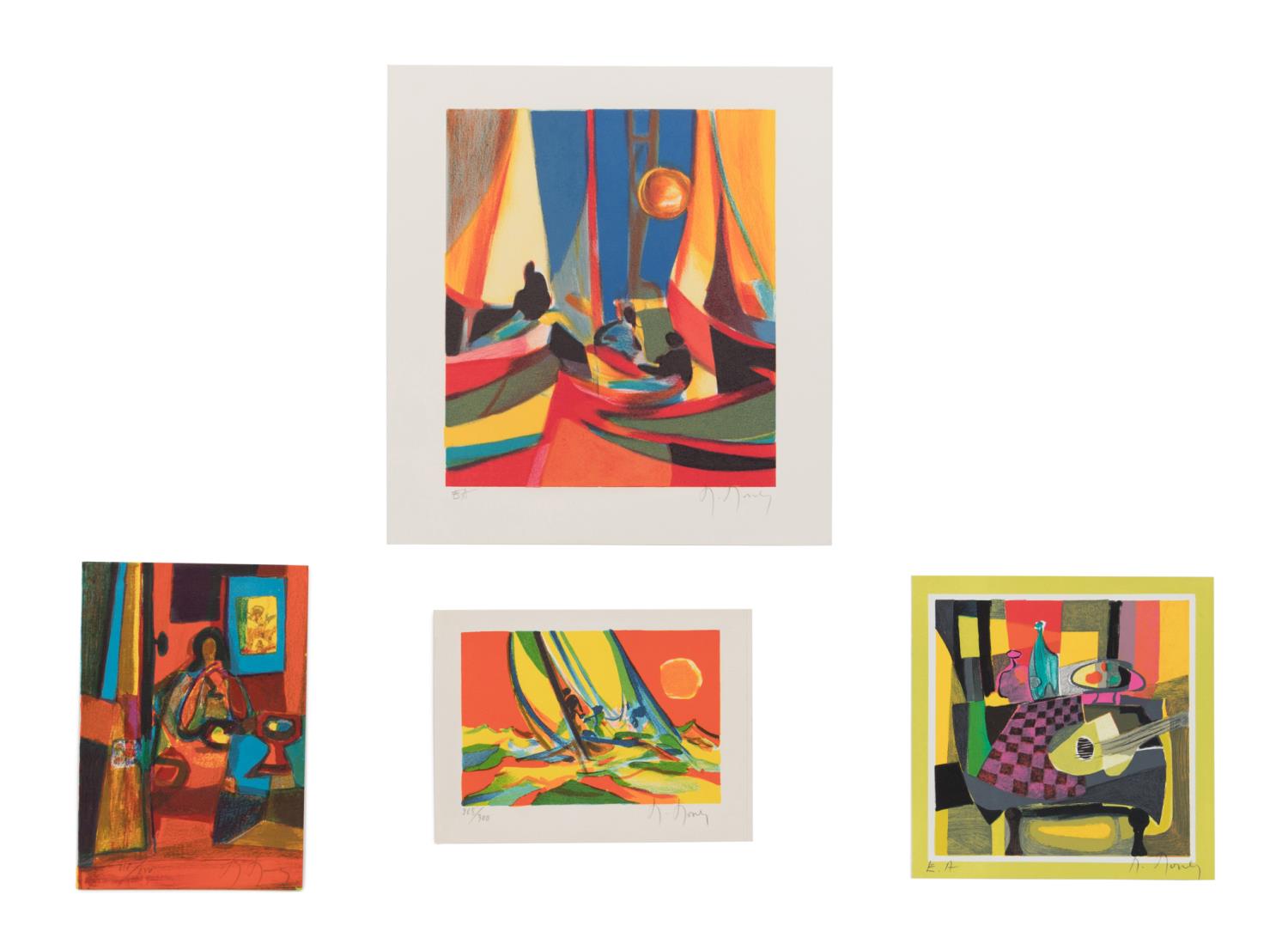 FOUR SMALL M. MOULY LITHOGRAPHS Four