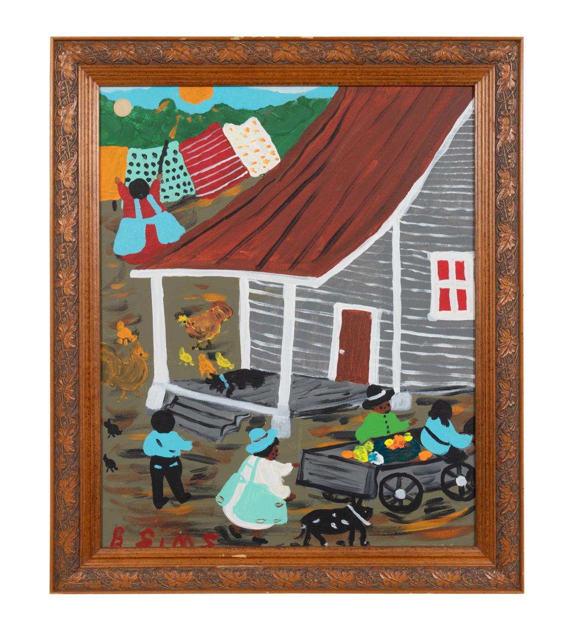 B SIMS FOLK ART PAINTING PLAYING 2bfca4